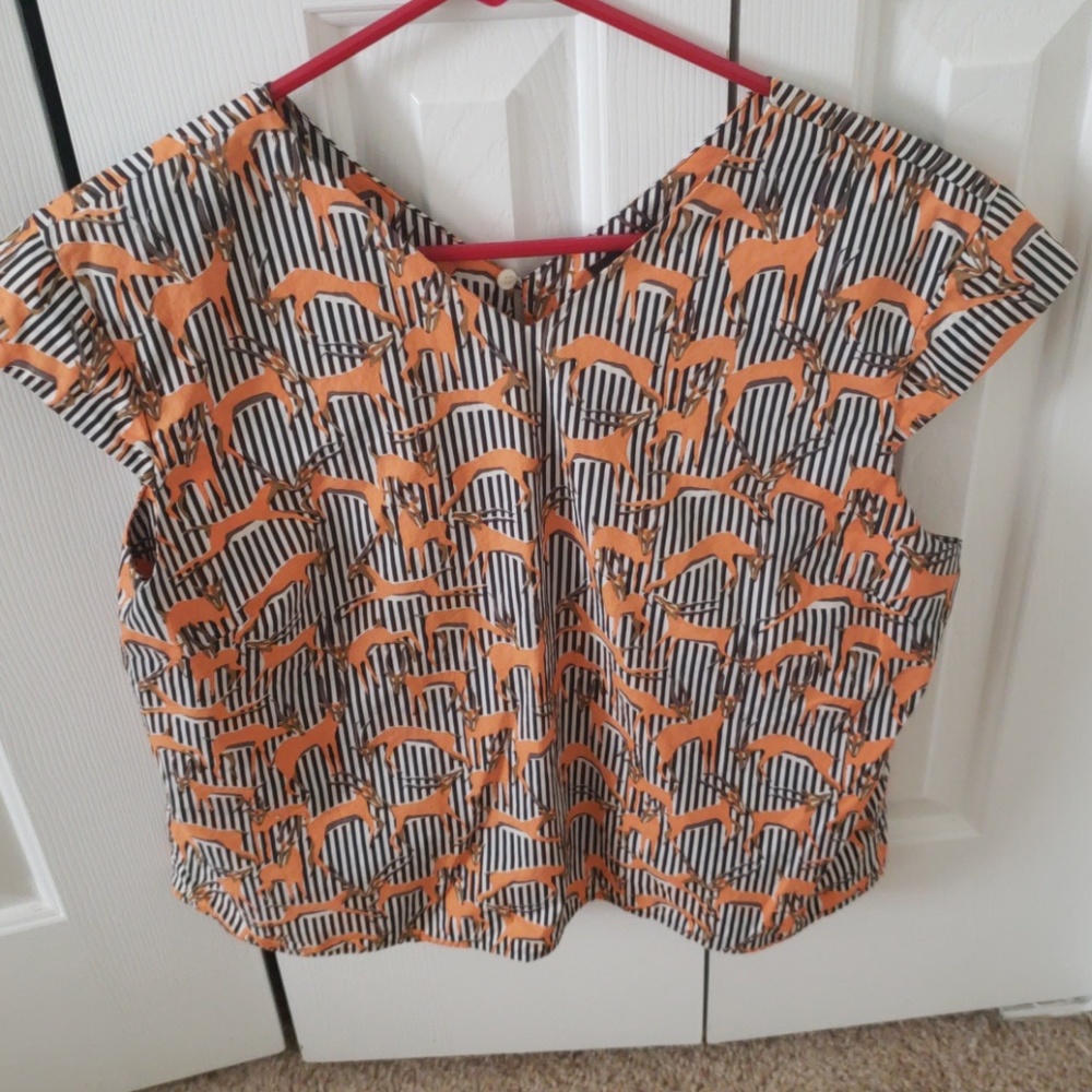 Kate spade gazelle black/white striped top xl